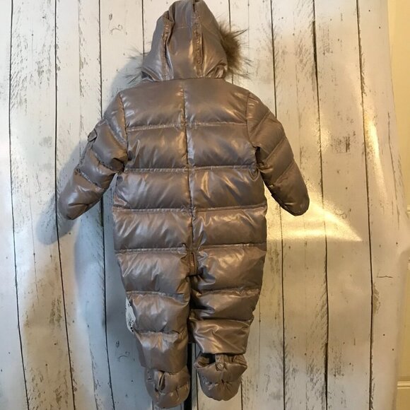 BOMBOOGIE Authentic Designer baby snow suit, pure down, REAL FUR 9-12 months - Picture 2 of 16